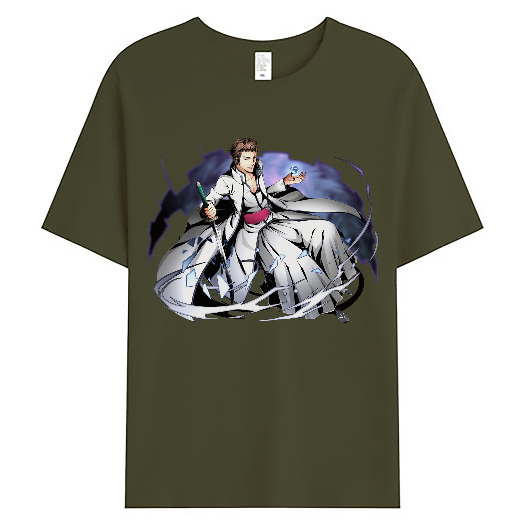 （画像用） ブリーチ 藍染 惣右介（あいぜん そうすけ） BLEACH Aizen Sousuke 綿100％ メンズ半袖Tシャツ｜肌触りやわらか＆通気性